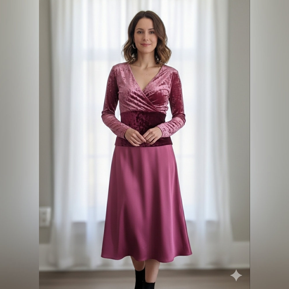 VENUS Women's Deep Pink Velvet Blouse